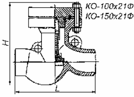Клапан обратный подъемный КО-100х21Ф